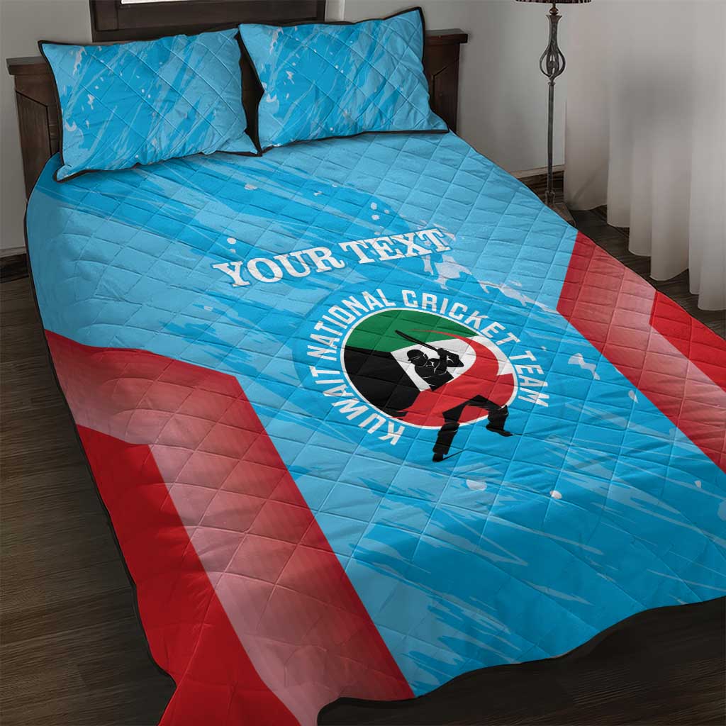 Custom Kuwait Cricket Quilt Bed Set Go Champions Grunge Style - Wonder Print Shop