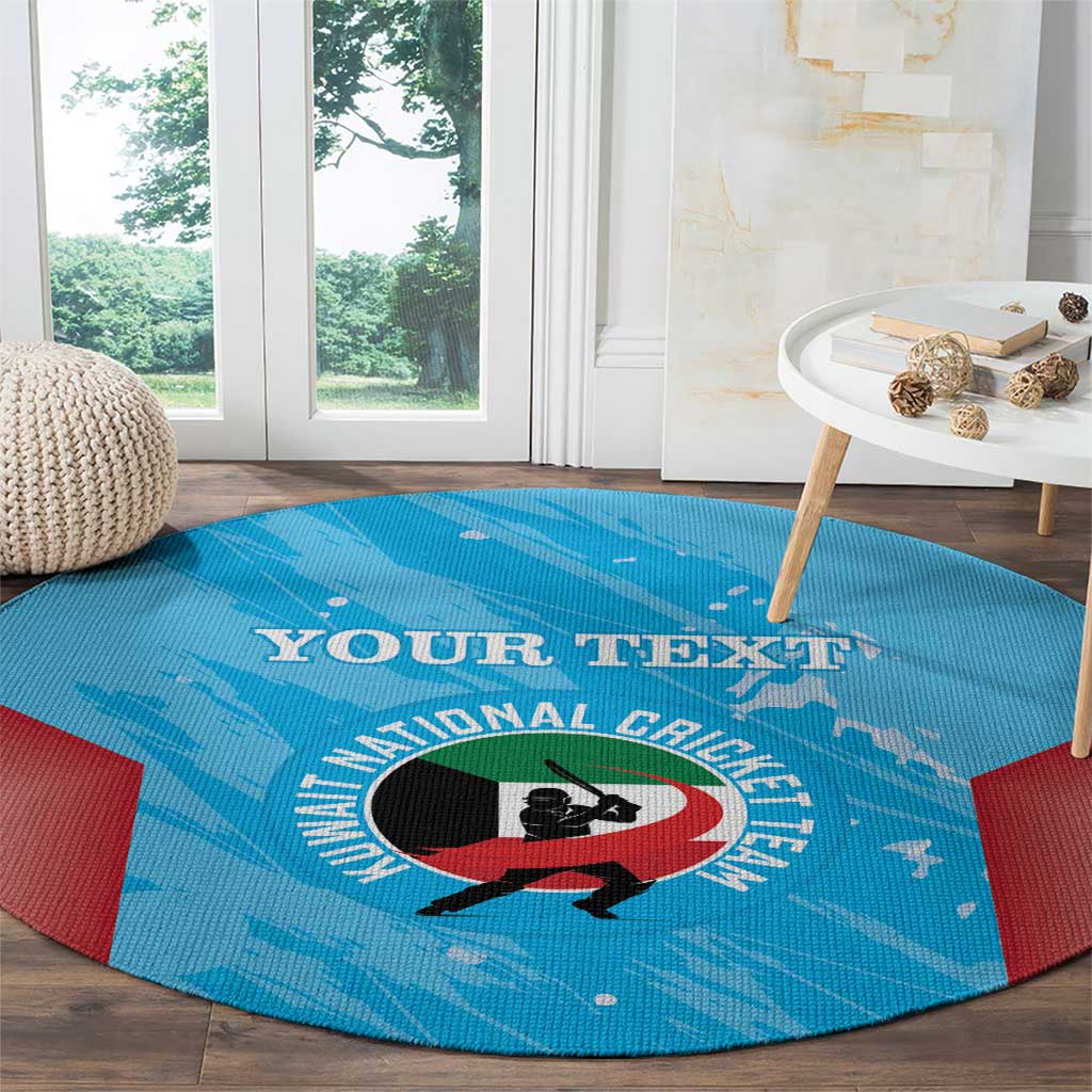 Custom Kuwait Cricket Round Carpet Go Champions Grunge Style