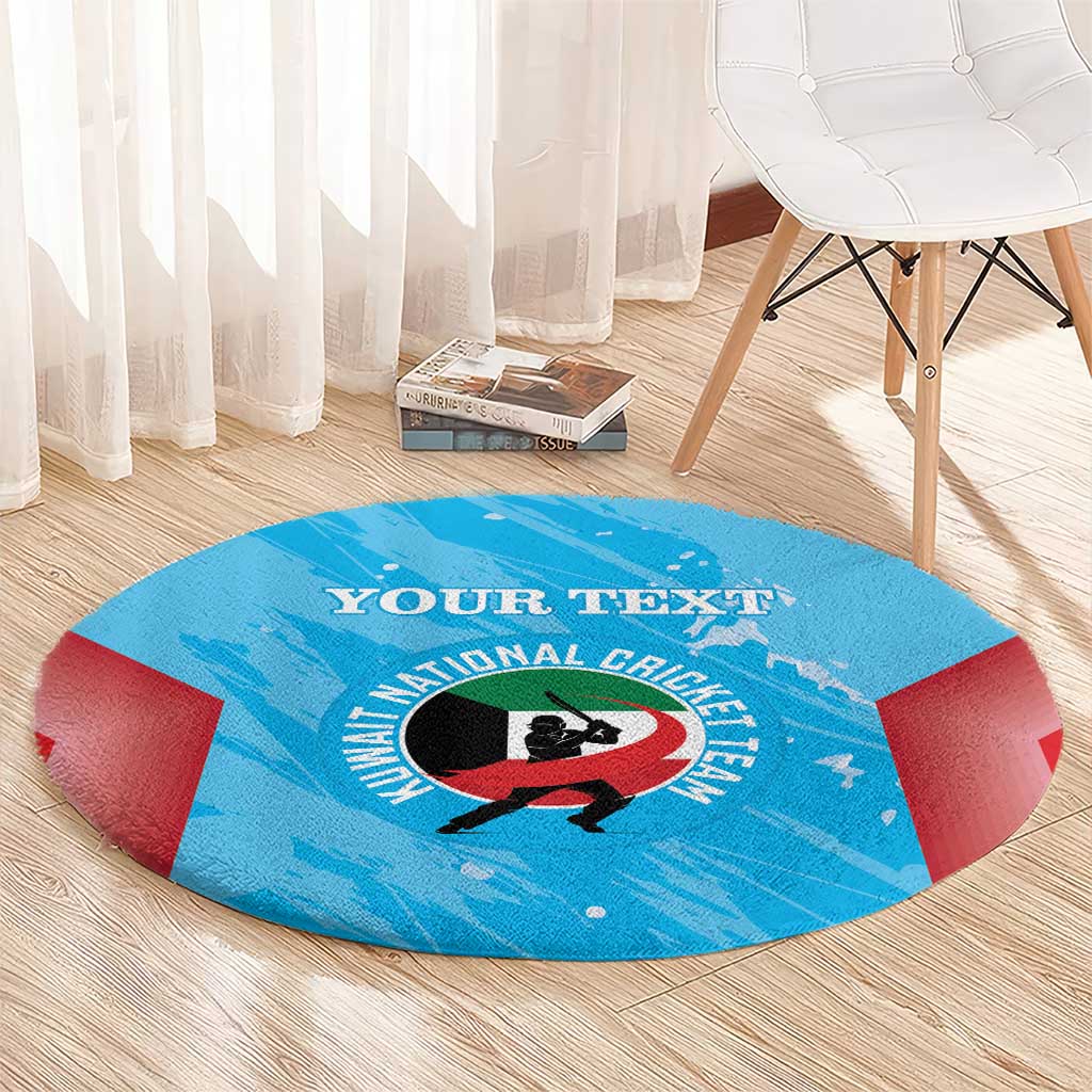 Custom Kuwait Cricket Round Carpet Go Champions Grunge Style