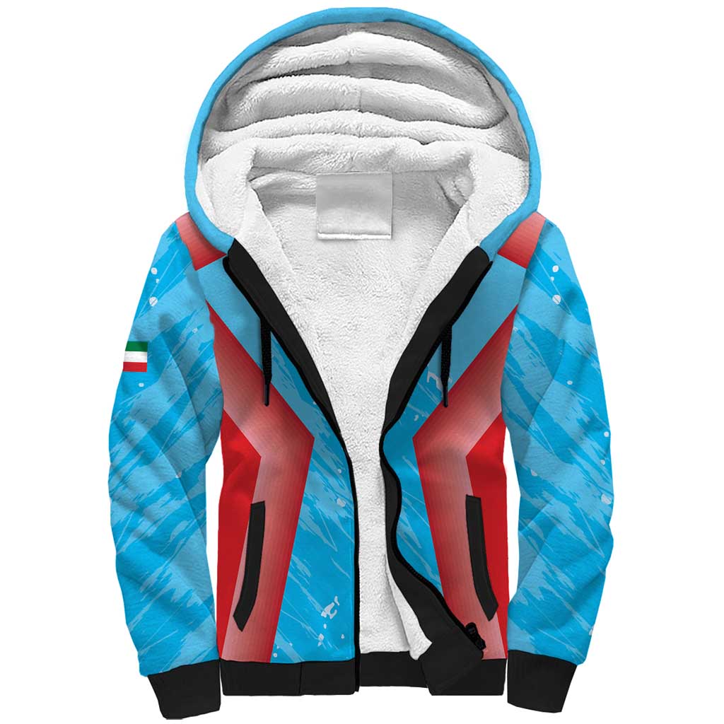 Custom Kuwait Cricket Sherpa Hoodie Go Champions Grunge Style - Wonder Print Shop