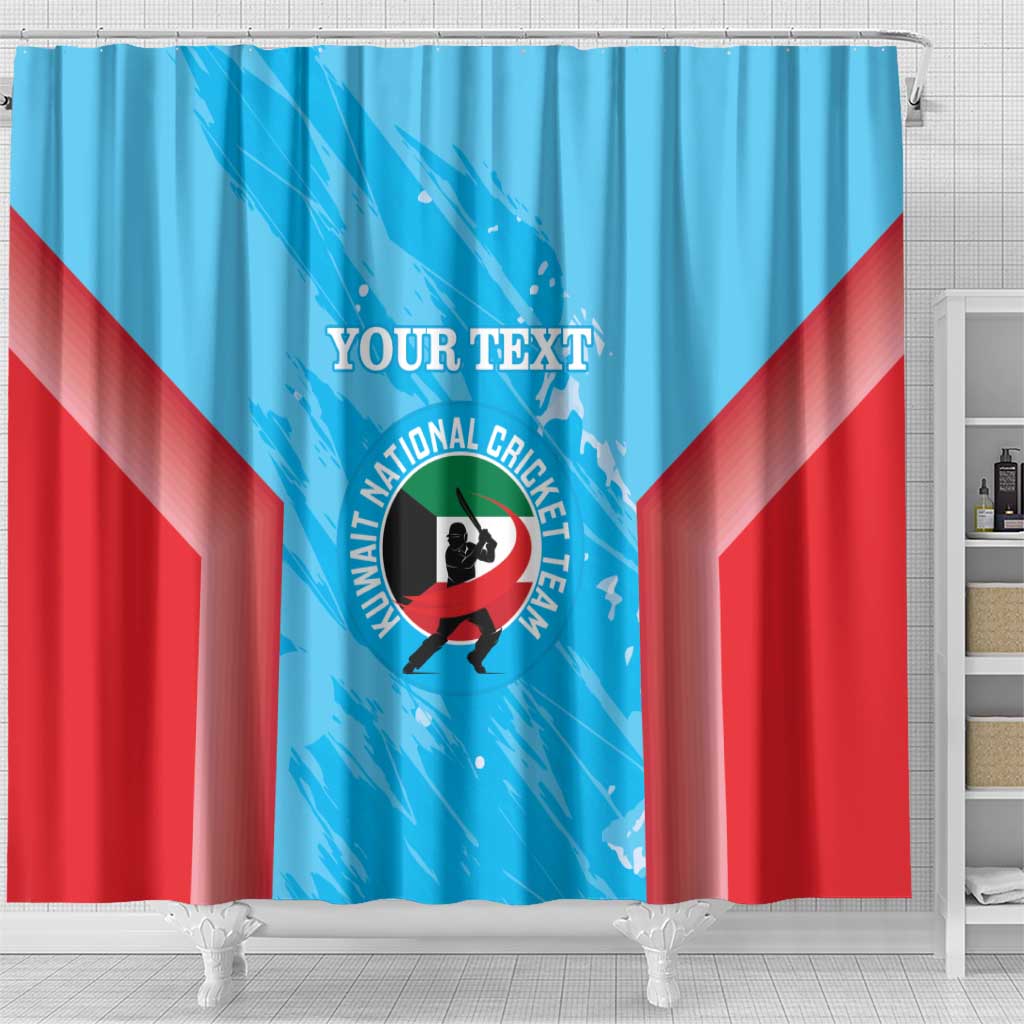 Custom Kuwait Cricket Shower Curtain Go Champions Grunge Style