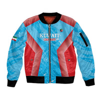 Custom Kuwait Cricket Sleeve Zip Bomber Jacket Go Champions Grunge Style - Wonder Print Shop
