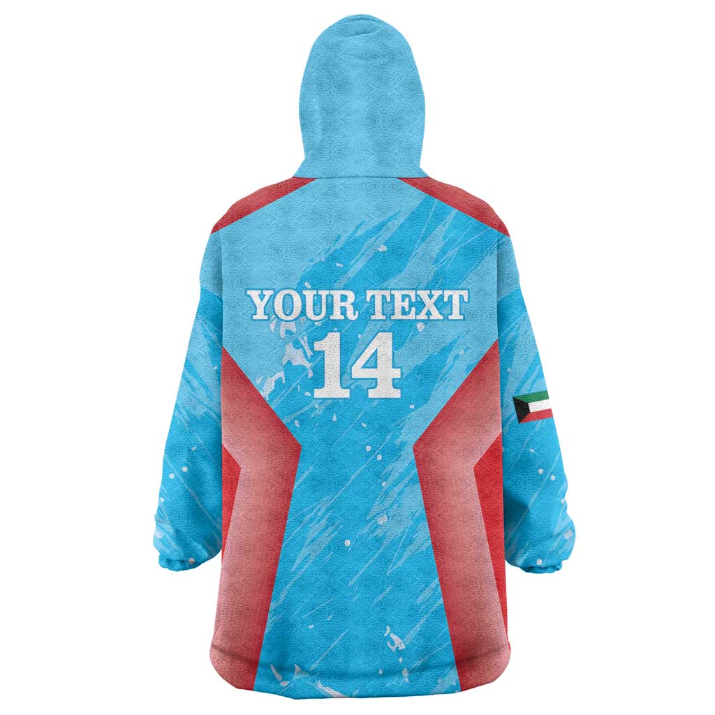Custom Kuwait Cricket Wearable Blanket Hoodie Go Champions Grunge Style - Wonder Print Shop