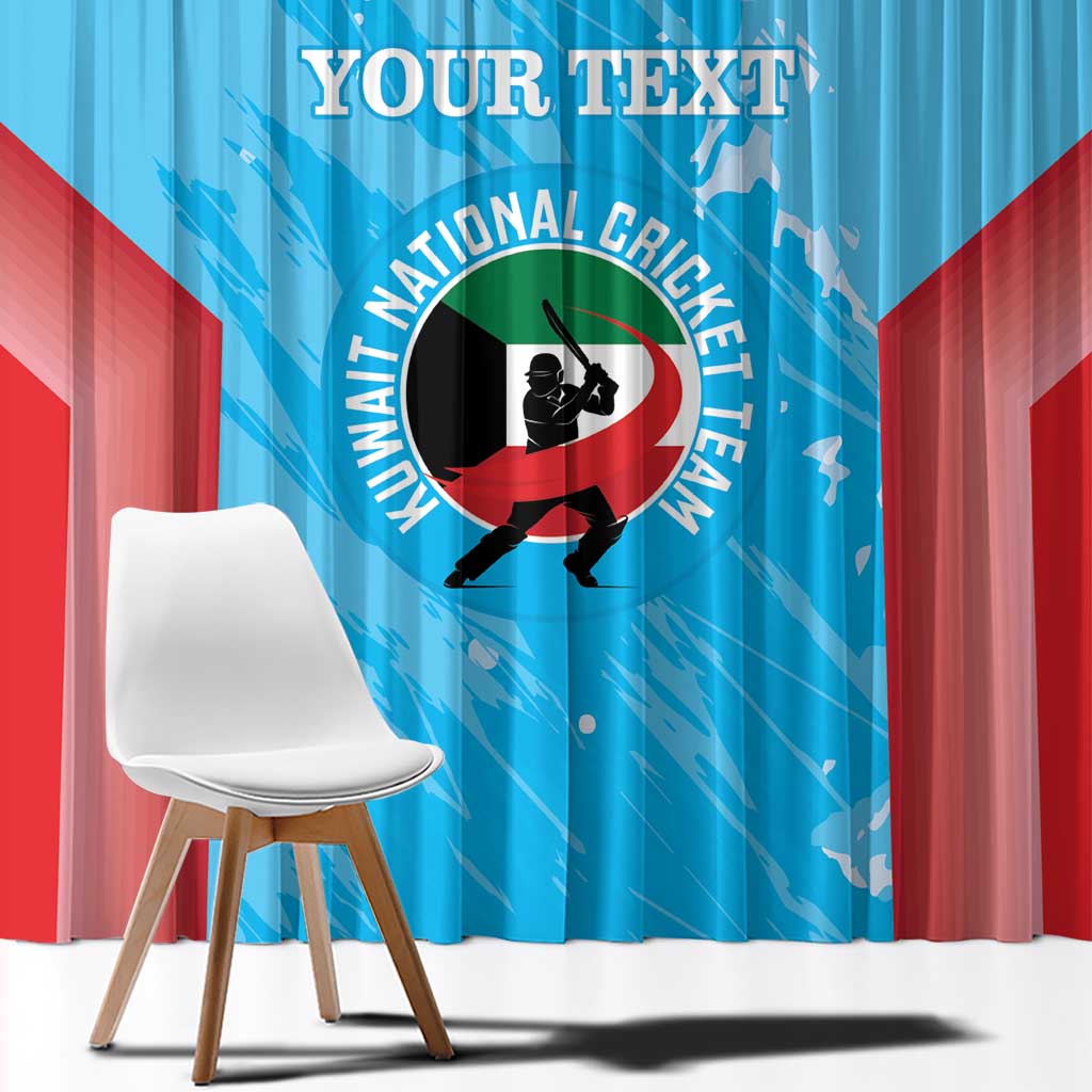 Custom Kuwait Cricket Window Curtain Go Champions Grunge Style - Wonder Print Shop