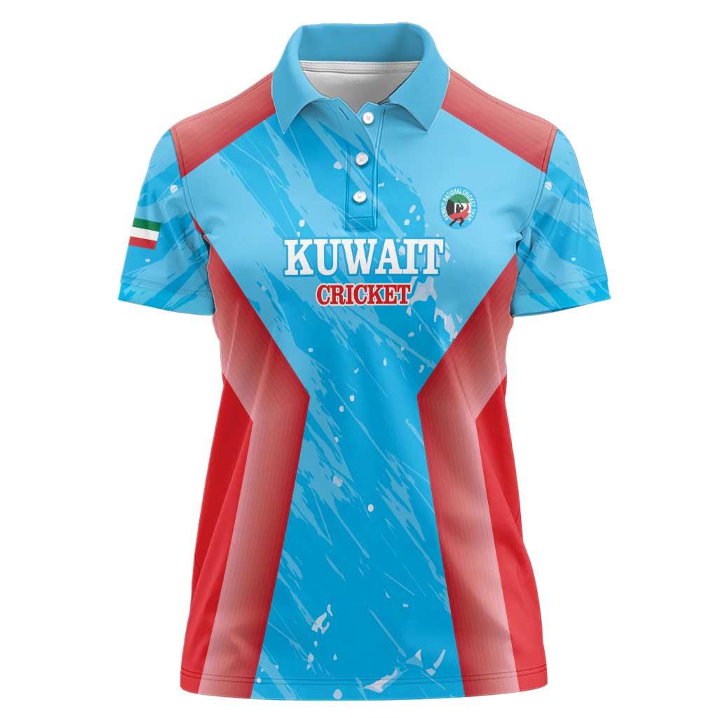Custom Kuwait Cricket Women Polo Shirt Go Champions Grunge Style - Wonder Print Shop