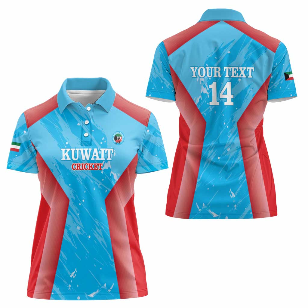 Custom Kuwait Cricket Women Polo Shirt Go Champions Grunge Style - Wonder Print Shop