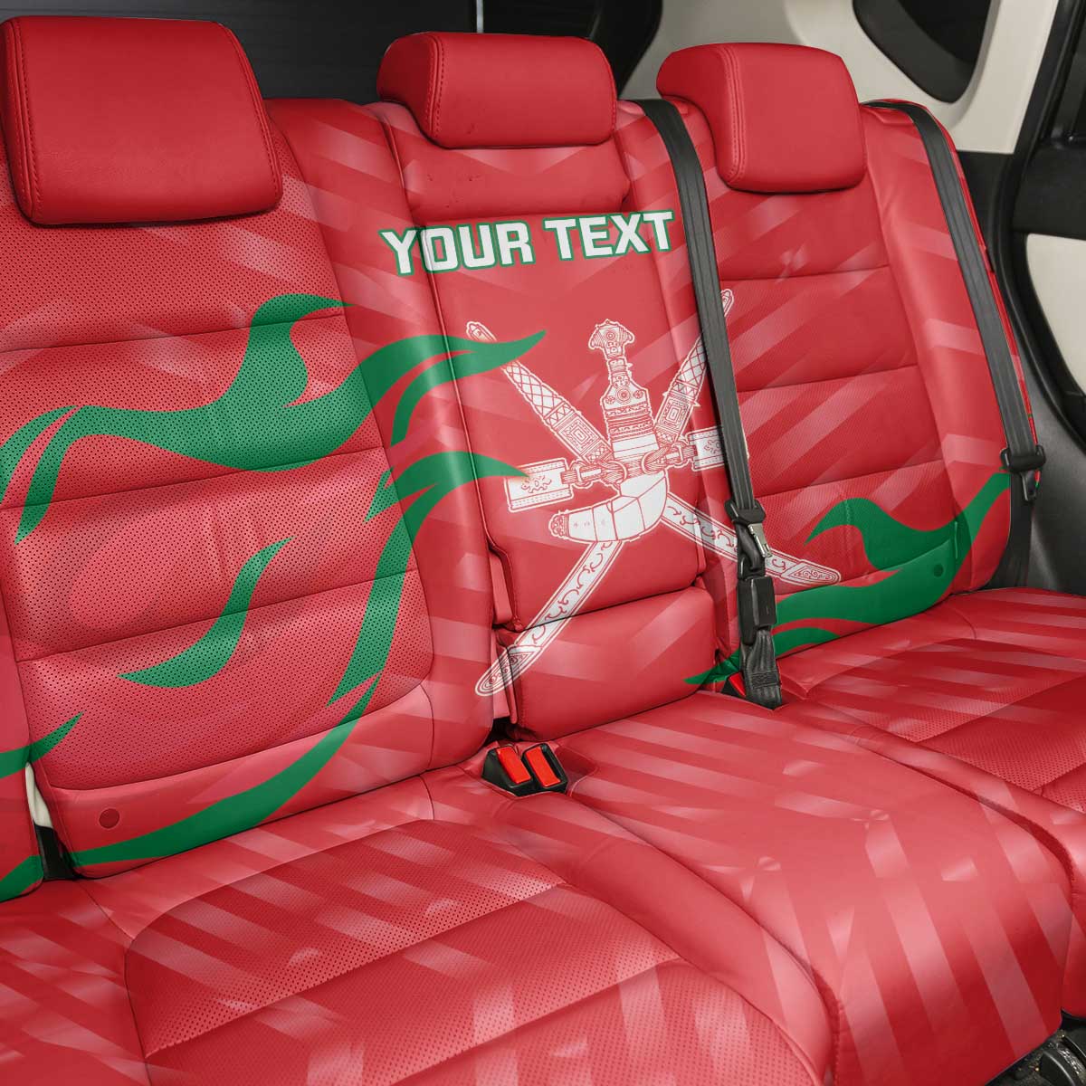 Custom Oman Cricket Back Car Seat Cover Go Champions Strong Flame Style - Wonder Print Shop