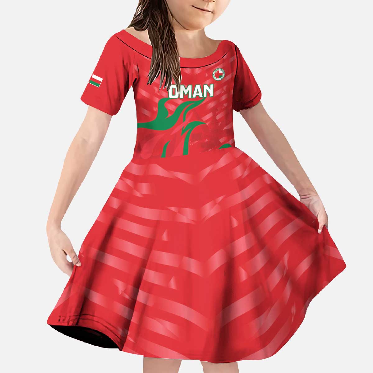 Custom Oman Cricket Family Matching Off The Shoulder Long Sleeve Dress and Hawaiian Shirt Go Champions Strong Flame Style - Wonder Print Shop