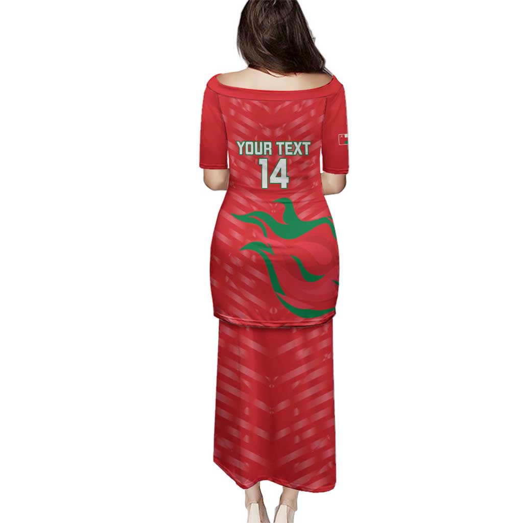 Custom Oman Cricket Family Matching Puletasi and Hawaiian Shirt Go Champions Strong Flame Style - Wonder Print Shop