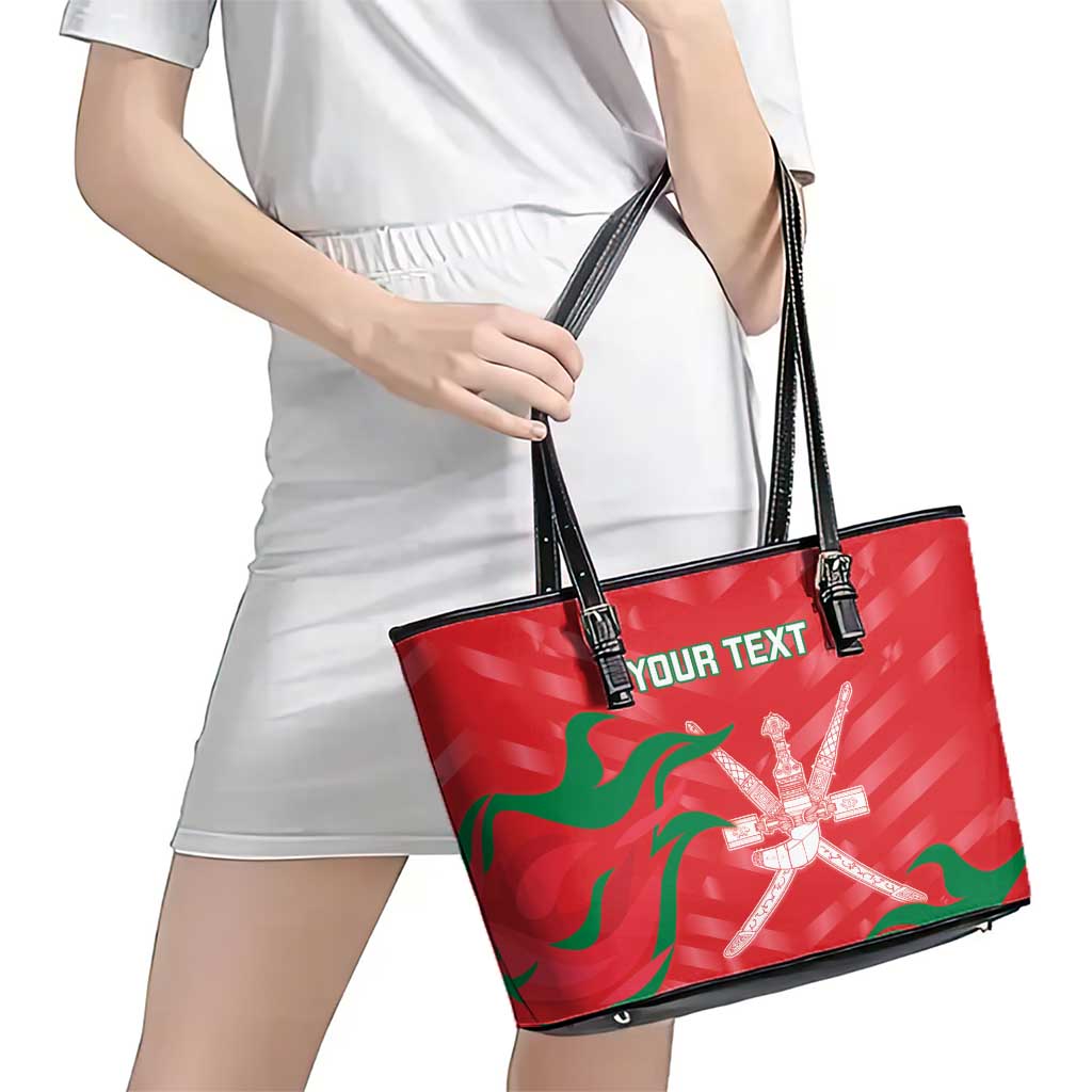 Custom Oman Cricket Leather Tote Bag Go Champions Strong Flame Style - Wonder Print Shop