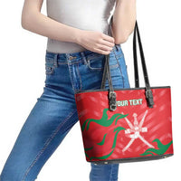 Custom Oman Cricket Leather Tote Bag Go Champions Strong Flame Style - Wonder Print Shop