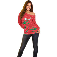 Custom Oman Cricket Off Shoulder Sweater Go Champions Strong Flame Style - Wonder Print Shop