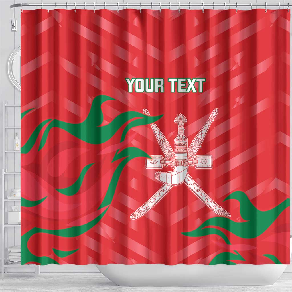 Custom Oman Cricket Shower Curtain Go Champions Strong Flame Style