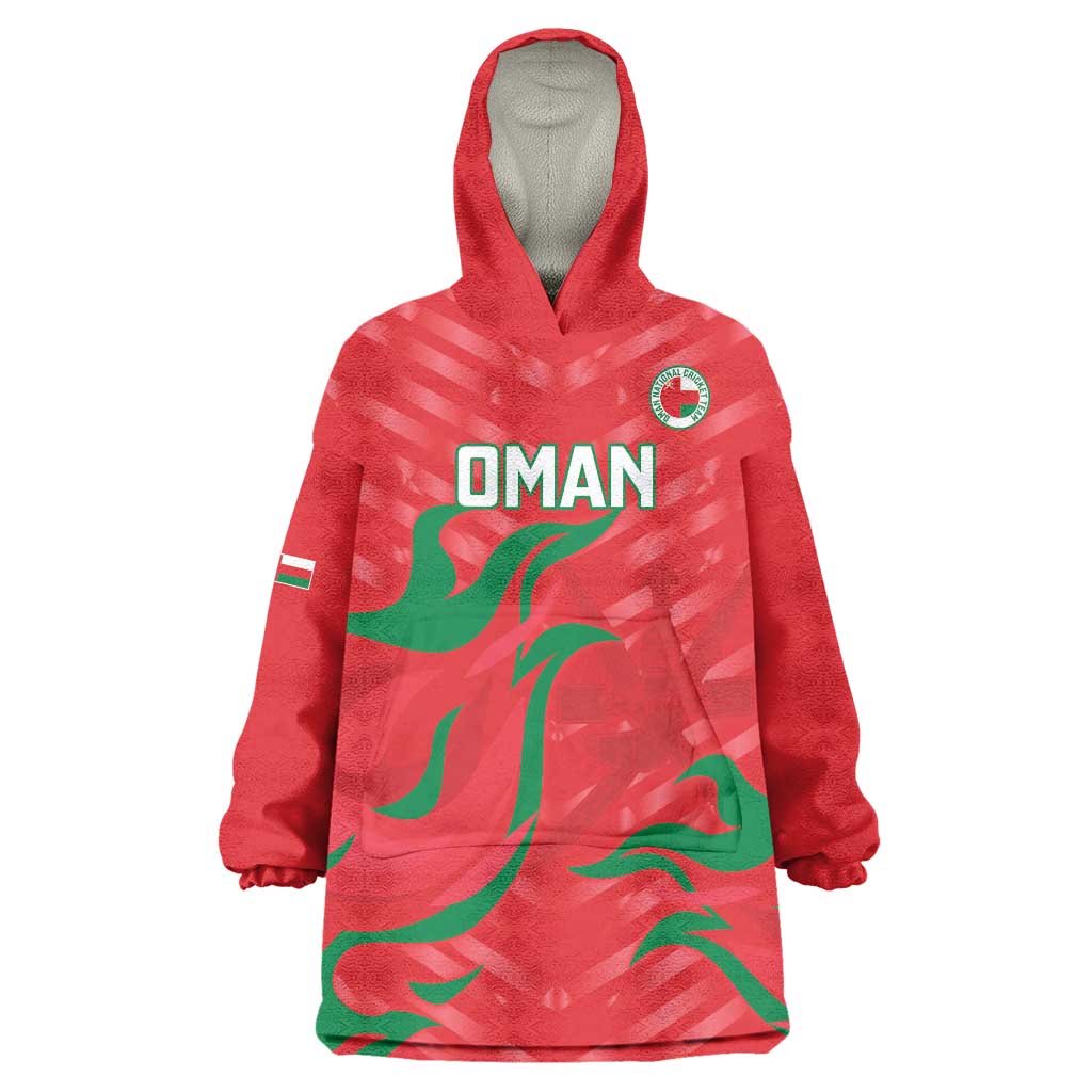 Custom Oman Cricket Wearable Blanket Hoodie Go Champions Strong Flame Style - Wonder Print Shop