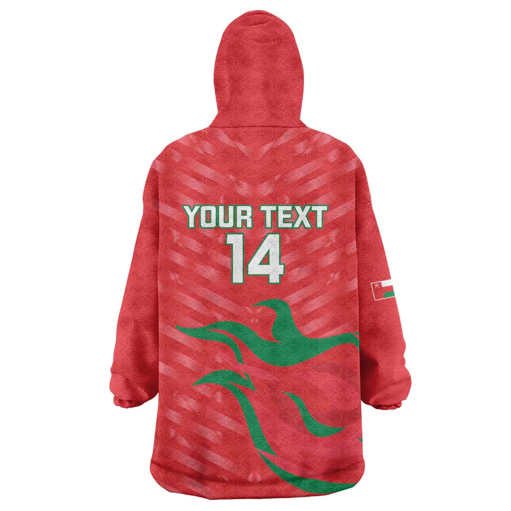 Custom Oman Cricket Wearable Blanket Hoodie Go Champions Strong Flame Style - Wonder Print Shop