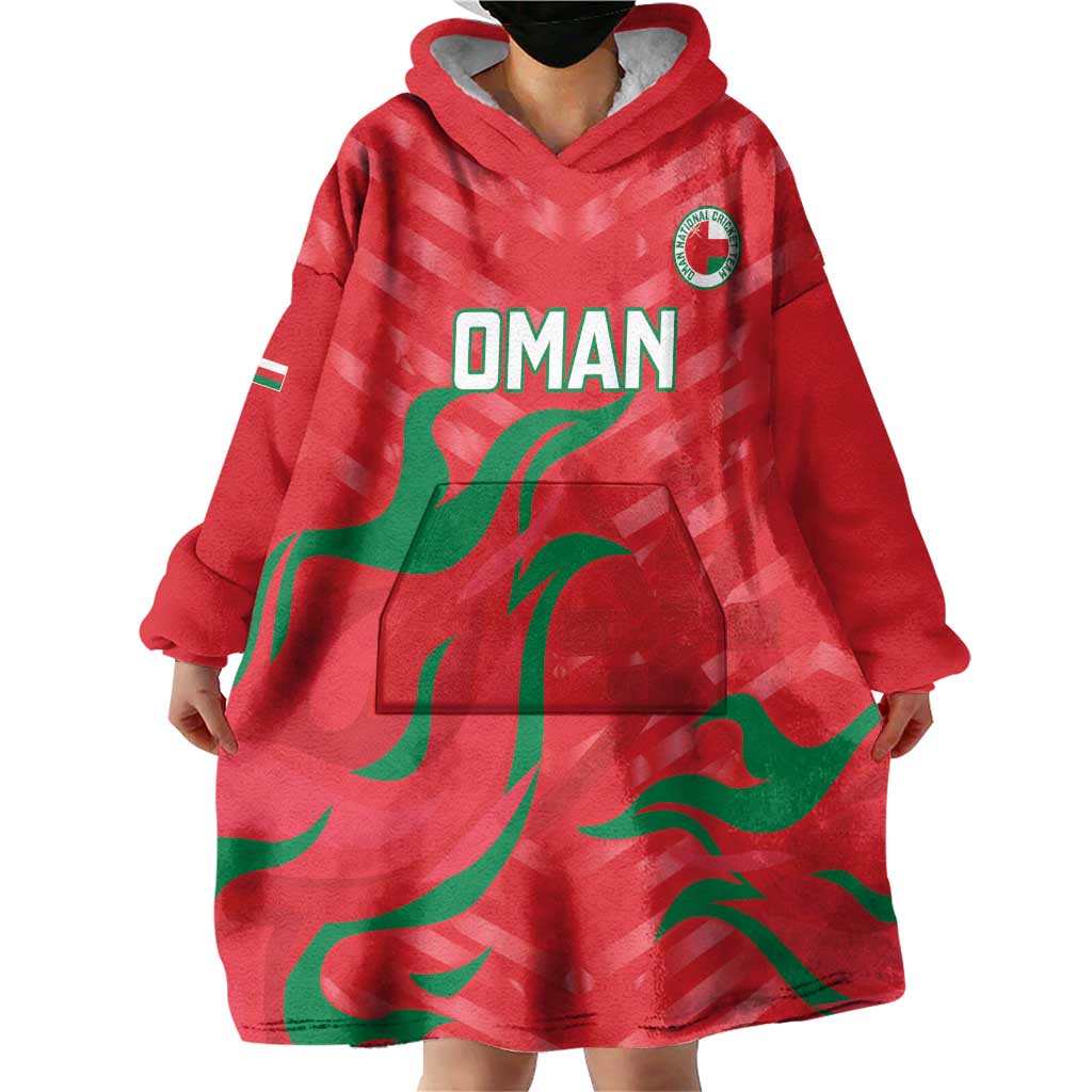 Custom Oman Cricket Wearable Blanket Hoodie Go Champions Strong Flame Style - Wonder Print Shop