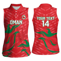 Custom Oman Cricket Women Sleeveless Polo Shirt Go Champions Strong Flame Style - Wonder Print Shop