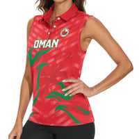 Custom Oman Cricket Women Sleeveless Polo Shirt Go Champions Strong Flame Style - Wonder Print Shop