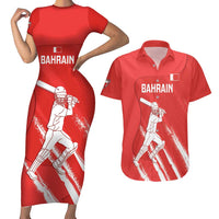 Custom Bahrain Cricket Couples Matching Short Sleeve Bodycon Dress and Hawaiian Shirt Go Champions Grunge Style - Wonder Print Shop