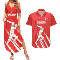 Custom Bahrain Cricket Couples Matching Summer Maxi Dress and Hawaiian Shirt Go Champions Grunge Style - Wonder Print Shop