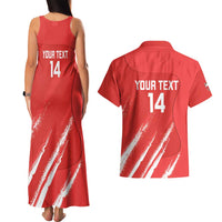 Custom Bahrain Cricket Couples Matching Tank Maxi Dress and Hawaiian Shirt Go Champions Grunge Style - Wonder Print Shop