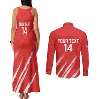 Custom Bahrain Cricket Couples Matching Tank Maxi Dress and Long Sleeve Button Shirt Go Champions Grunge Style - Wonder Print Shop