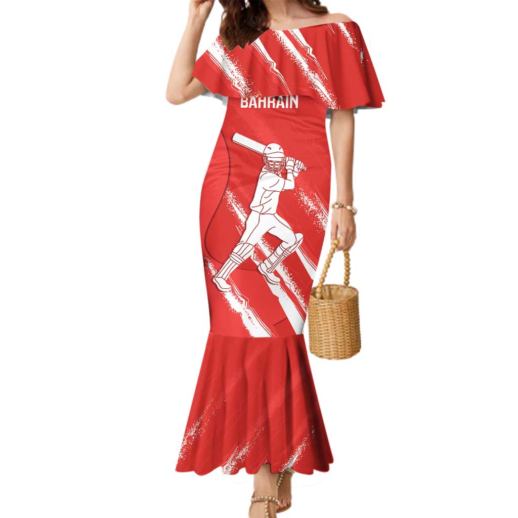 Custom Bahrain Cricket Family Matching Mermaid Dress and Hawaiian Shirt Go Champions Grunge Style - Wonder Print Shop