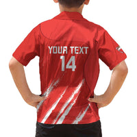 Custom Bahrain Cricket Family Matching Off The Shoulder Long Sleeve Dress and Hawaiian Shirt Go Champions Grunge Style - Wonder Print Shop