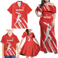 Custom Bahrain Cricket Family Matching Off Shoulder Maxi Dress and Hawaiian Shirt Go Champions Grunge Style - Wonder Print Shop