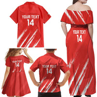 Custom Bahrain Cricket Family Matching Off Shoulder Maxi Dress and Hawaiian Shirt Go Champions Grunge Style - Wonder Print Shop
