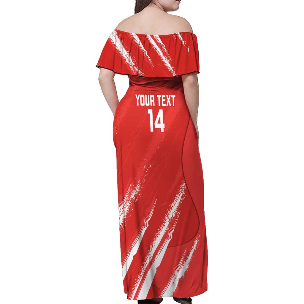 Custom Bahrain Cricket Family Matching Off Shoulder Maxi Dress and Hawaiian Shirt Go Champions Grunge Style - Wonder Print Shop