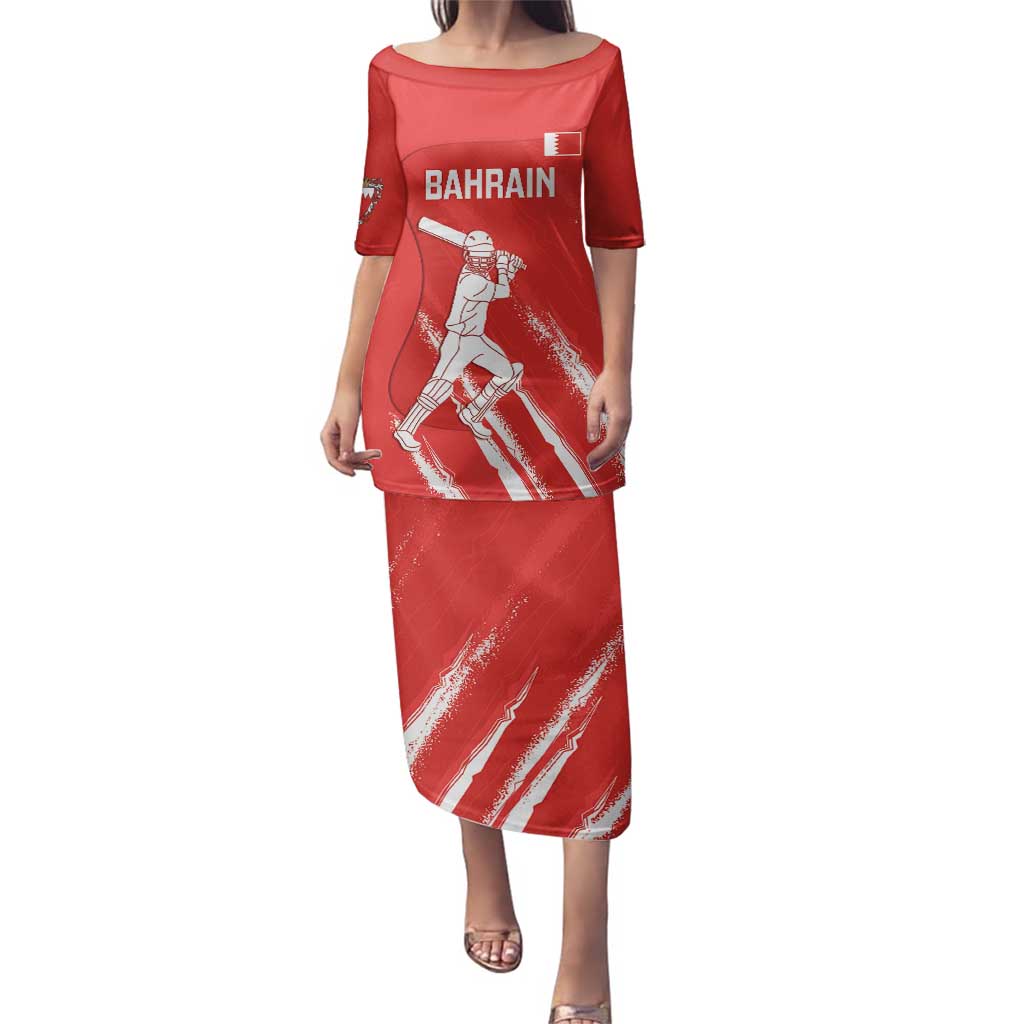 Custom Bahrain Cricket Family Matching Puletasi and Hawaiian Shirt Go Champions Grunge Style - Wonder Print Shop