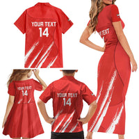Custom Bahrain Cricket Family Matching Short Sleeve Bodycon Dress and Hawaiian Shirt Go Champions Grunge Style - Wonder Print Shop