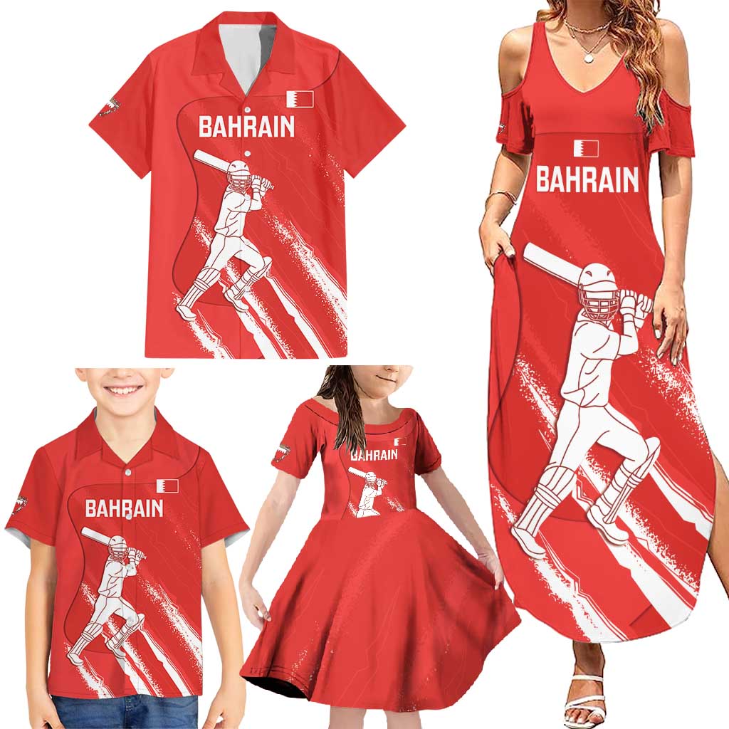 Custom Bahrain Cricket Family Matching Summer Maxi Dress and Hawaiian Shirt Go Champions Grunge Style - Wonder Print Shop