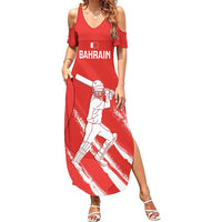 Custom Bahrain Cricket Family Matching Summer Maxi Dress and Hawaiian Shirt Go Champions Grunge Style - Wonder Print Shop