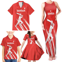 Custom Bahrain Cricket Family Matching Tank Maxi Dress and Hawaiian Shirt Go Champions Grunge Style - Wonder Print Shop