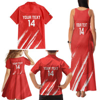 Custom Bahrain Cricket Family Matching Tank Maxi Dress and Hawaiian Shirt Go Champions Grunge Style - Wonder Print Shop