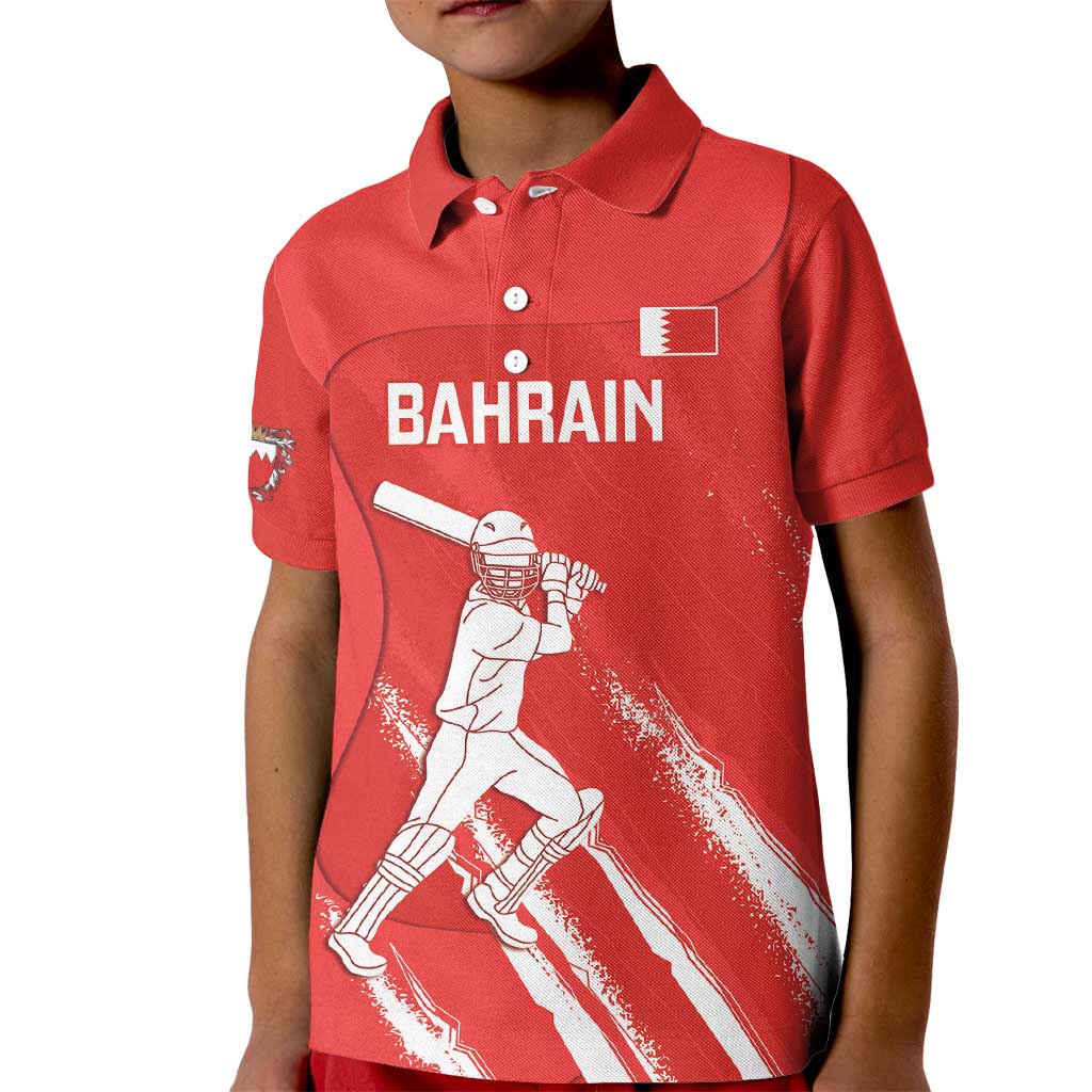 Custom Bahrain Cricket Kid Polo Shirt Go Champions Grunge Style - Wonder Print Shop