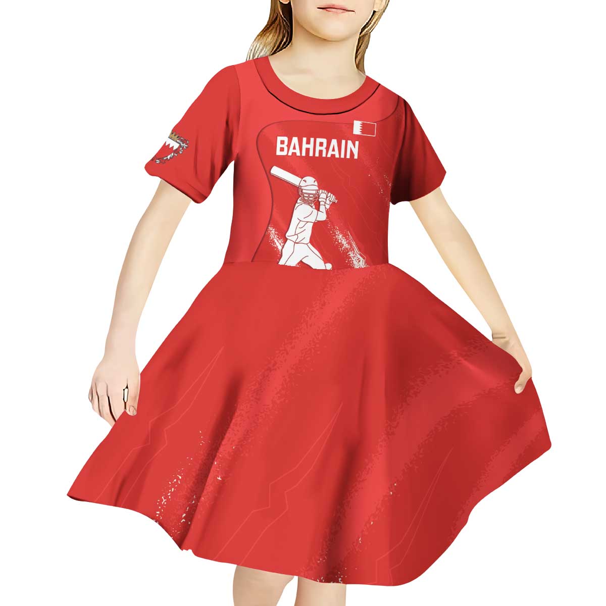 Custom Bahrain Cricket Kid Short Sleeve Dress Go Champions Grunge Style - Wonder Print Shop