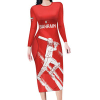 Custom Bahrain Cricket Long Sleeve Bodycon Dress Go Champions Grunge Style - Wonder Print Shop