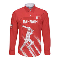Custom Bahrain Cricket Long Sleeve Button Shirt Go Champions Grunge Style - Wonder Print Shop