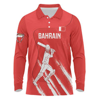 Custom Bahrain Cricket Long Sleeve Polo Shirt Go Champions Grunge Style - Wonder Print Shop