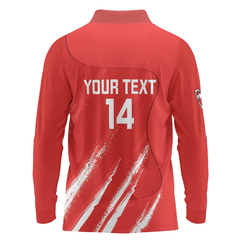 Custom Bahrain Cricket Long Sleeve Polo Shirt Go Champions Grunge Style - Wonder Print Shop