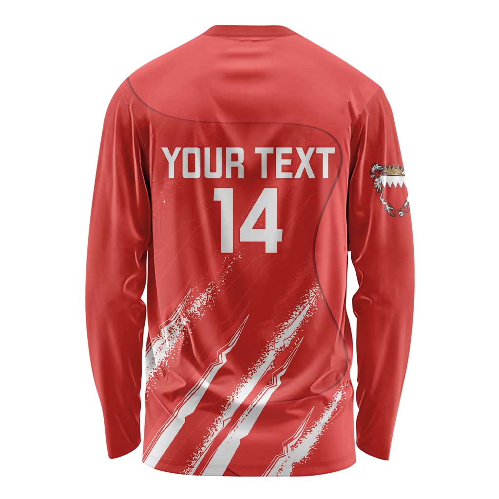 Custom Bahrain Cricket Long Sleeve Shirt Go Champions Grunge Style - Wonder Print Shop