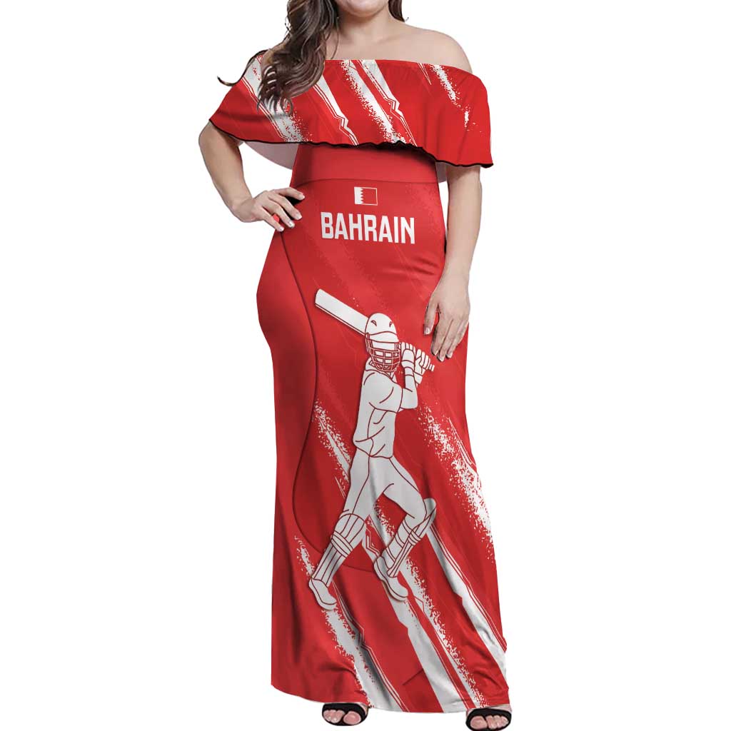 Custom Bahrain Cricket Off Shoulder Maxi Dress Go Champions Grunge Style - Wonder Print Shop