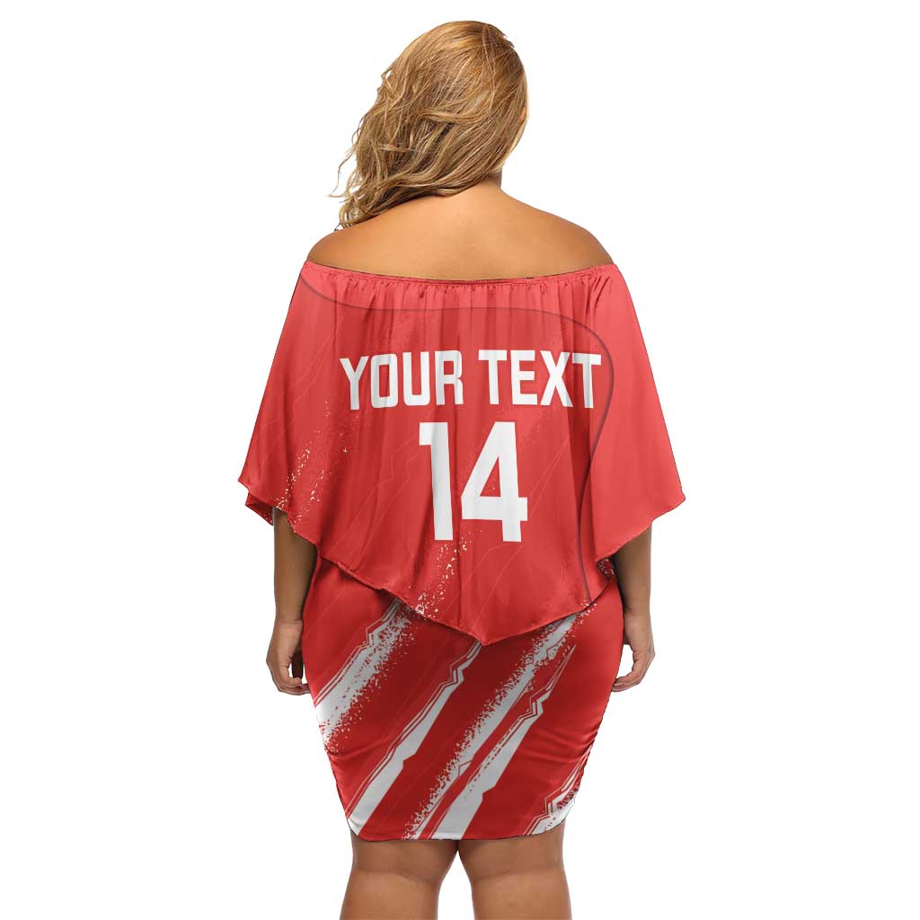 Custom Bahrain Cricket Off Shoulder Short Dress Go Champions Grunge Style - Wonder Print Shop