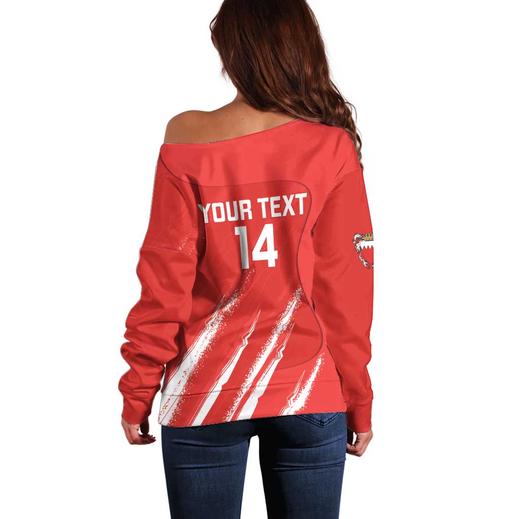 Custom Bahrain Cricket Off Shoulder Sweater Go Champions Grunge Style - Wonder Print Shop