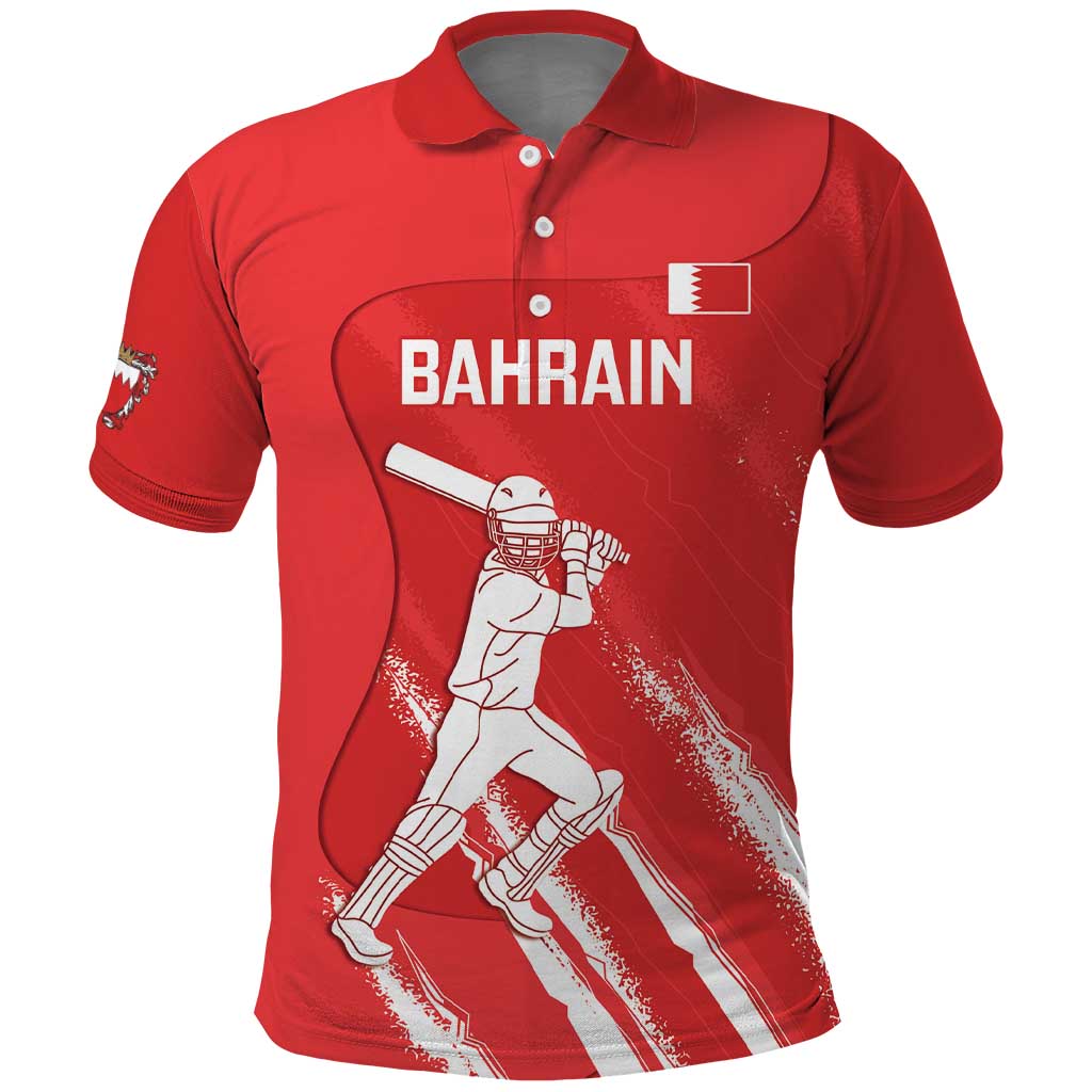Custom Bahrain Cricket Polo Shirt Go Champions Grunge Style - Wonder Print Shop