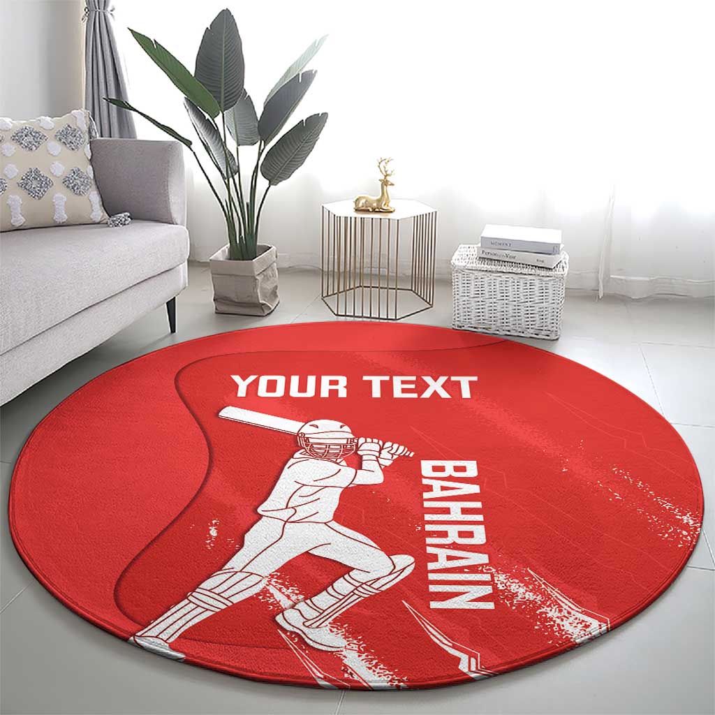 Custom Bahrain Cricket Round Carpet Go Champions Grunge Style