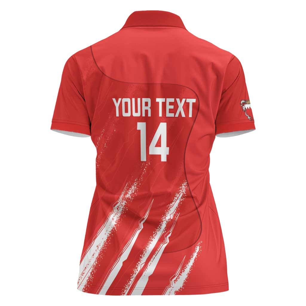 Custom Bahrain Cricket Women Polo Shirt Go Champions Grunge Style - Wonder Print Shop